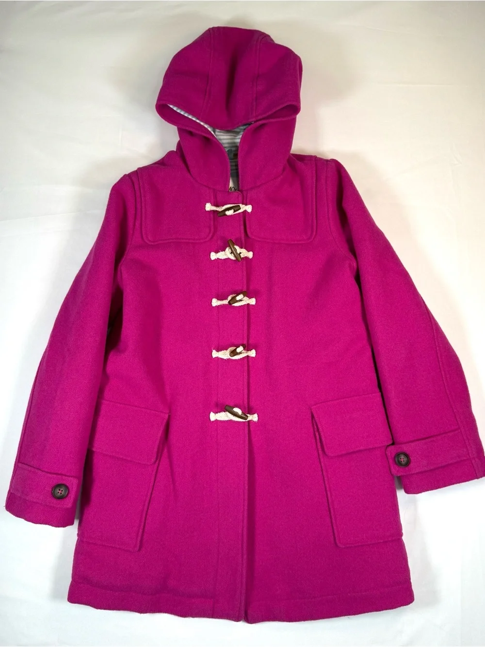 BODEN Girls Hooded Wool Blend Duffle Coat 11-12Y Toggle Jacket Preppy Luxury